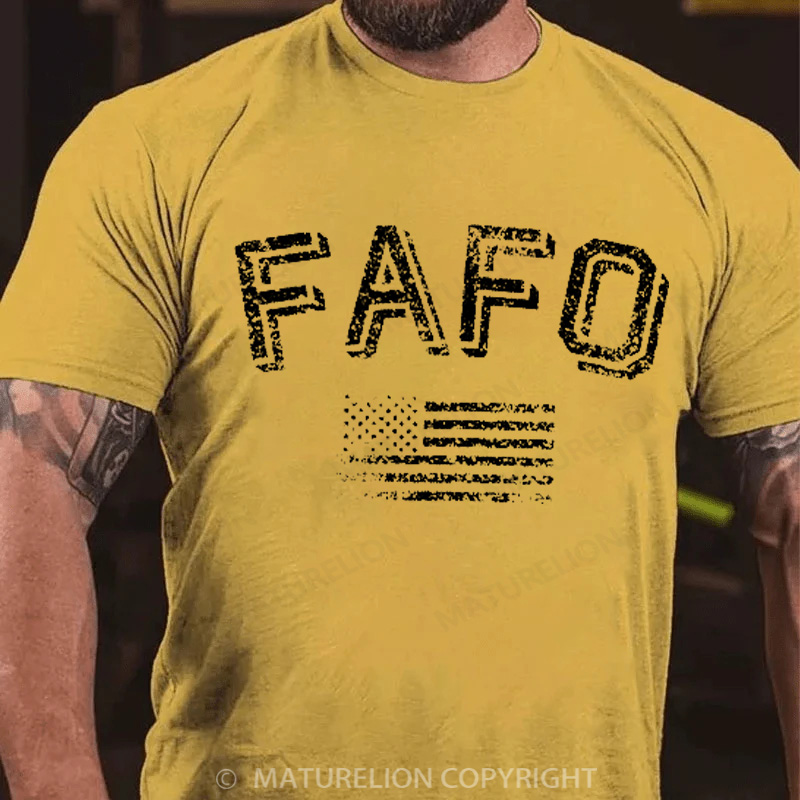 Maturelion Men's T-Shirt FAFO American Flag Cotton T-Shirt