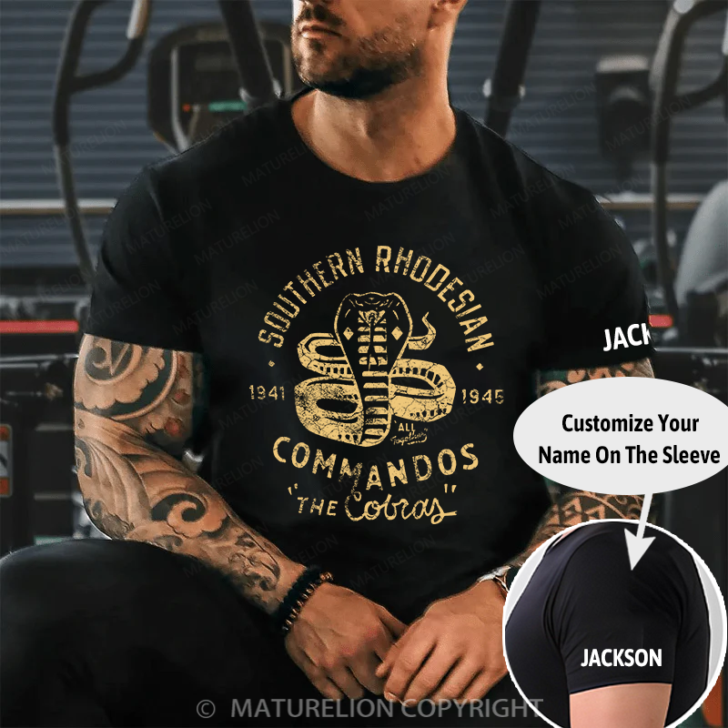 Maturelion Men's T-Shirt Southern Rhodesian Commandos “The Cobras” Cotton T-Shirt