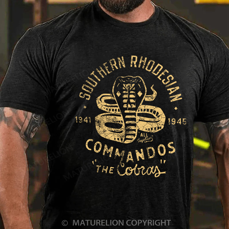 Maturelion Men's T-Shirt Southern Rhodesian Commandos “The Cobras” Cotton T-Shirt