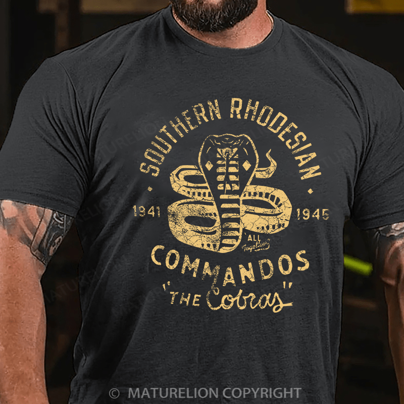 Maturelion Men's T-Shirt Southern Rhodesian Commandos “The Cobras” Cotton T-Shirt
