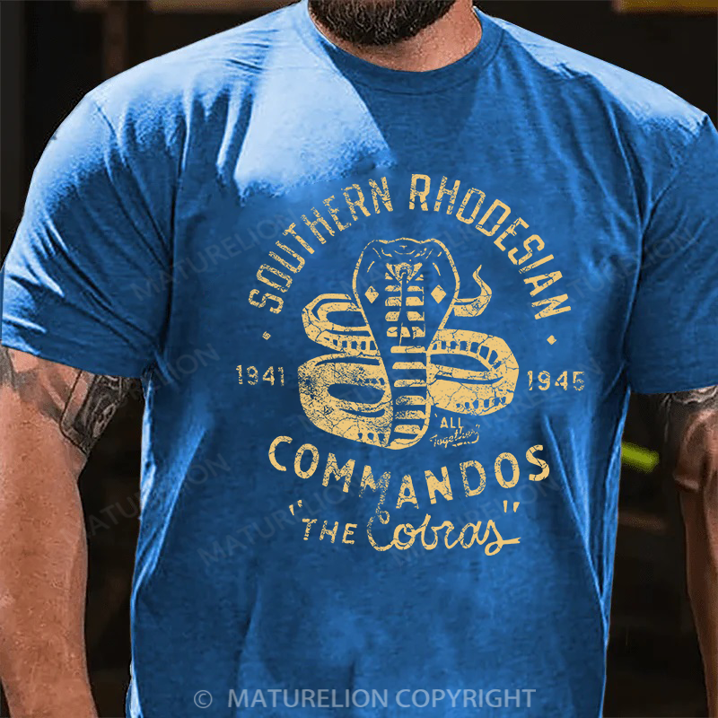 Maturelion Men's T-Shirt Southern Rhodesian Commandos “The Cobras” Cotton T-Shirt