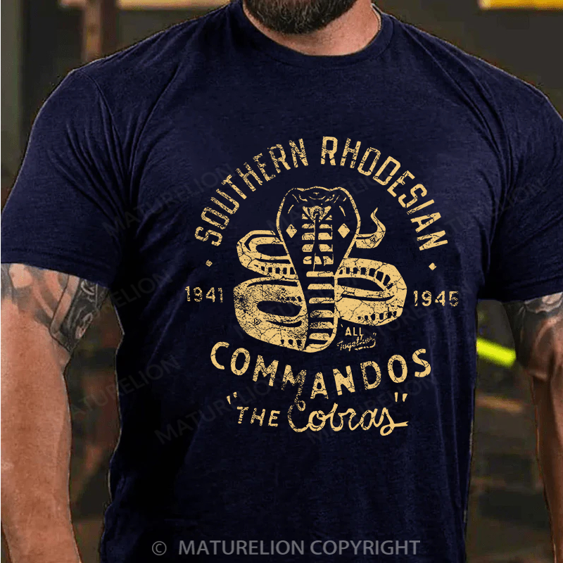 Maturelion Men's T-Shirt Southern Rhodesian Commandos “The Cobras” Cotton T-Shirt