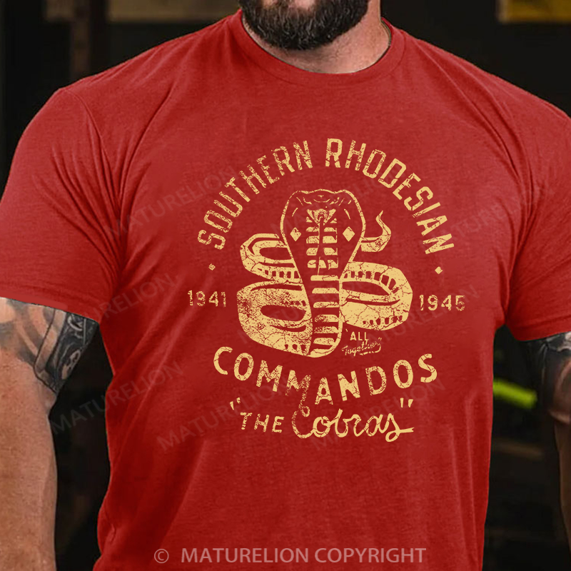 Maturelion Men's T-Shirt Southern Rhodesian Commandos “The Cobras” Cotton T-Shirt