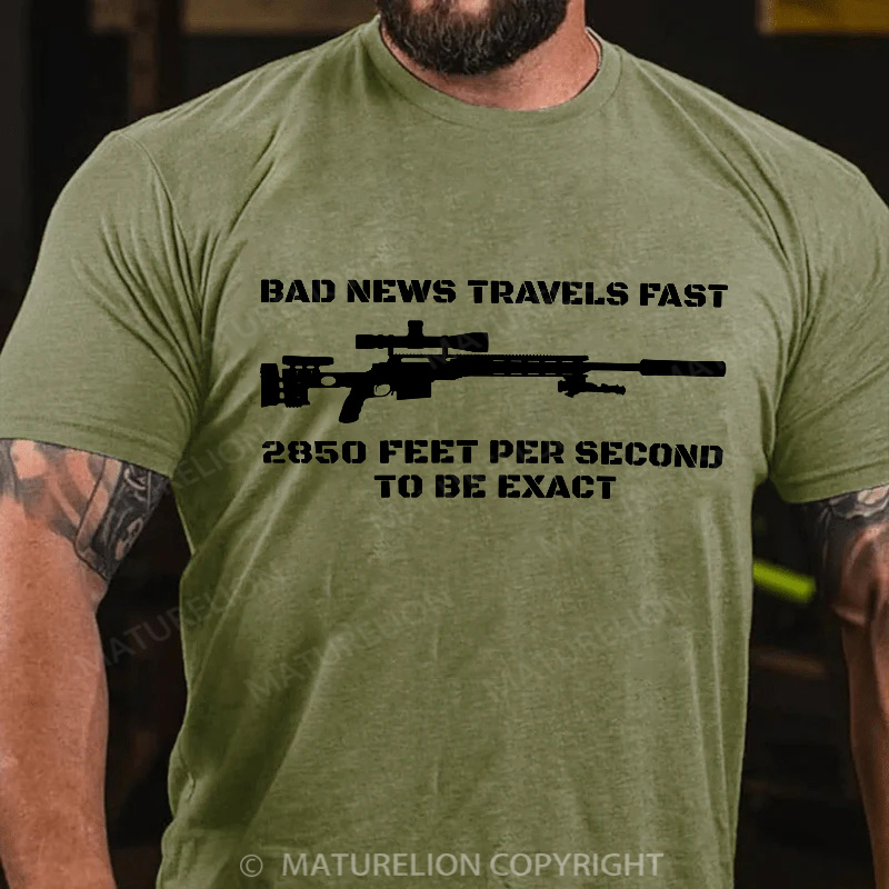 Maturelion Men's T-Shirt Bad News Sniper Rifle Army Joke Military Cotton T-Shirt