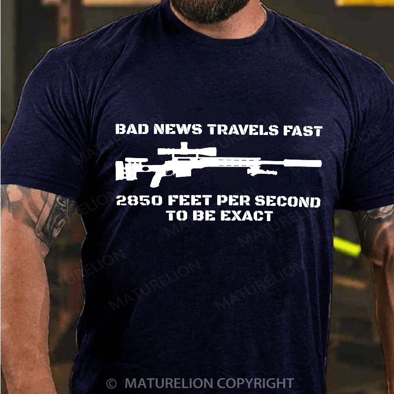 Maturelion Men's T-Shirt Bad News Sniper Rifle Army Joke Military Cotton T-Shirt
