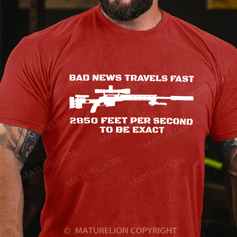 Maturelion Men's T-Shirt Bad News Sniper Rifle Army Joke Military Cotton T-Shirt