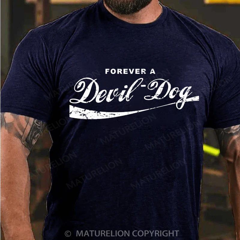 Maturelion Men's T-Shirt Forever A Devil Dog Cotton T-Shirt