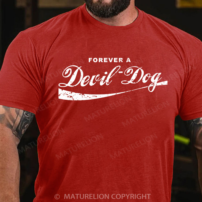 Maturelion Men's T-Shirt Forever A Devil Dog Cotton T-Shirt
