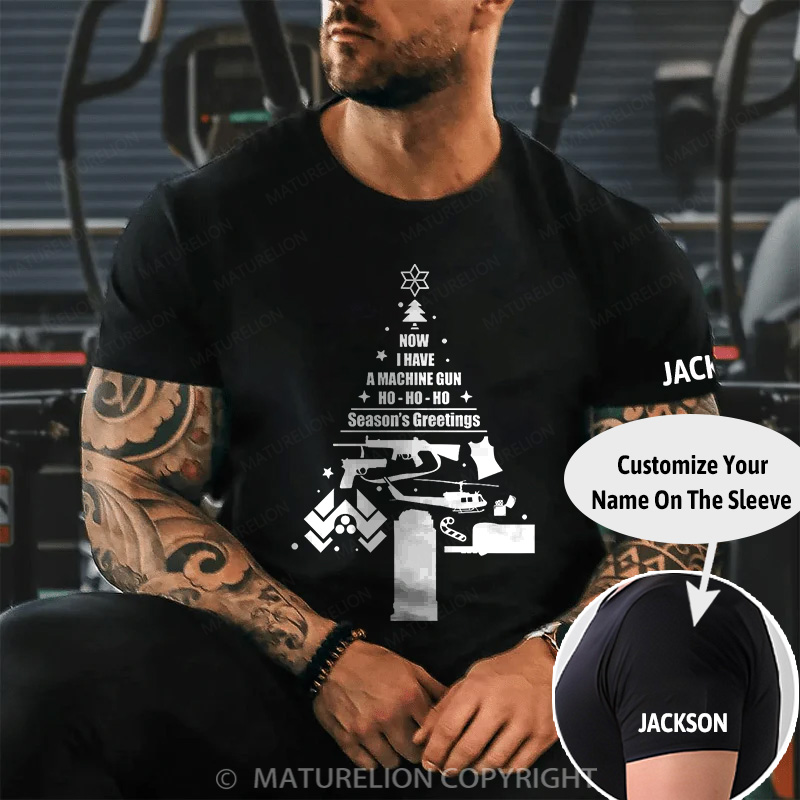 Maturelion Men's T-Shirt Christmas Tree Cotton T-Shirt