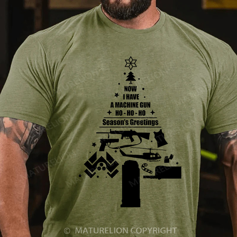 Maturelion Men's T-Shirt Christmas Tree Cotton T-Shirt