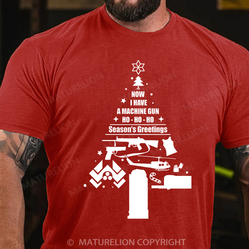 Maturelion Men's T-Shirt Christmas Tree Cotton T-Shirt