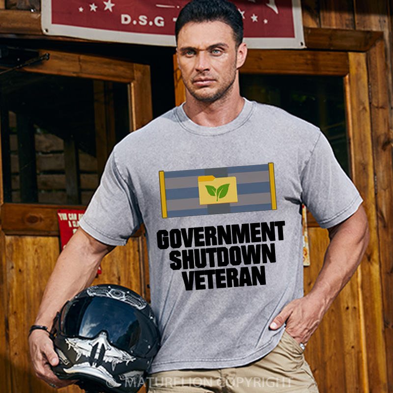 Maturelion Men's T-Shirt Government Shutdown Ribbon Cotton T-Shirt