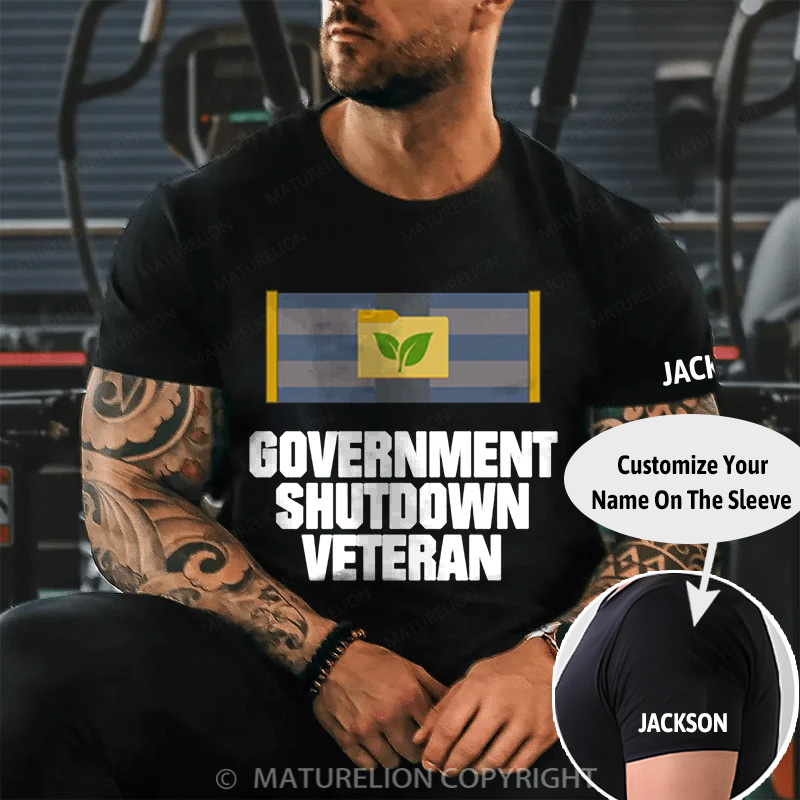 Maturelion Men's T-Shirt Government Shutdown Ribbon Cotton T-Shirt