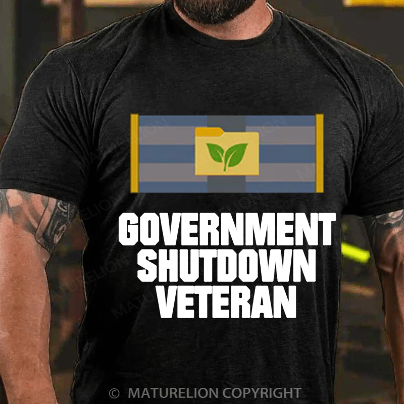 Maturelion Men's T-Shirt Government Shutdown Ribbon Cotton T-Shirt