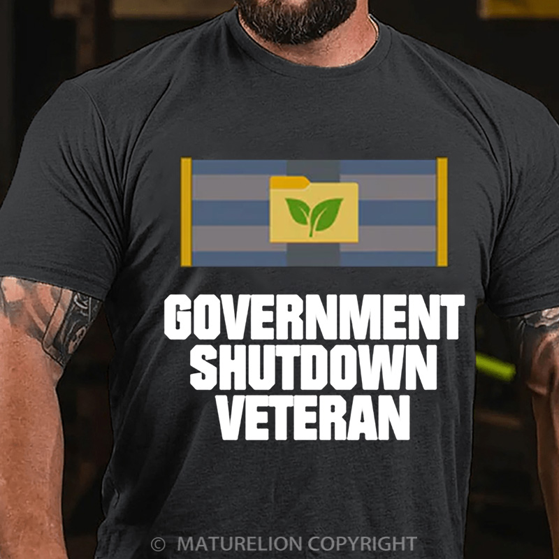 Maturelion Men's T-Shirt Government Shutdown Ribbon Cotton T-Shirt