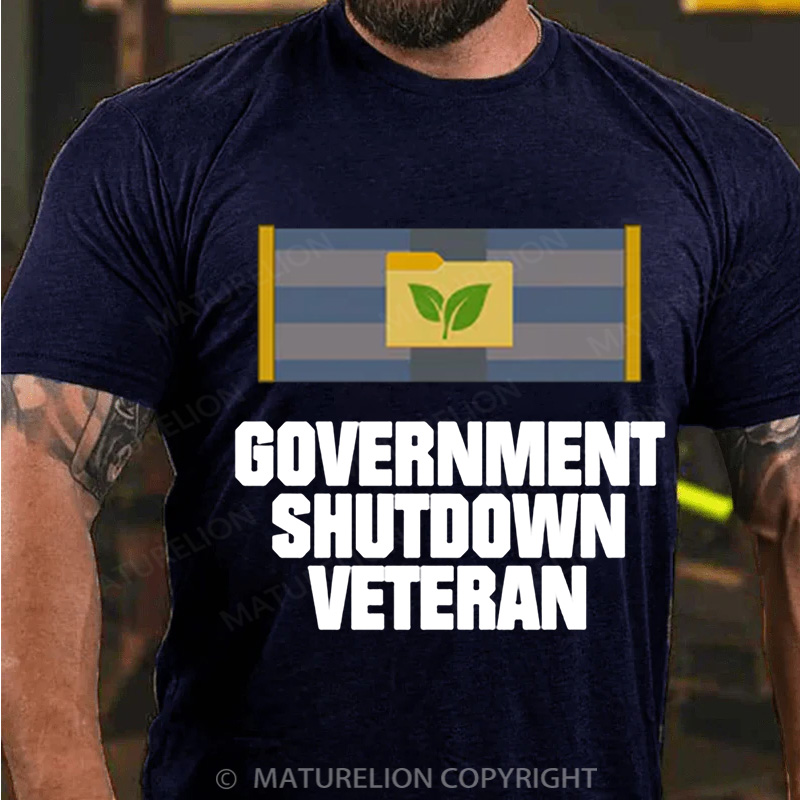 Maturelion Men's T-Shirt Government Shutdown Ribbon Cotton T-Shirt