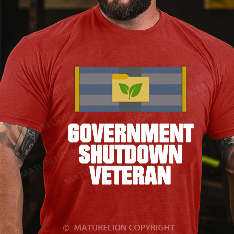 Maturelion Men's T-Shirt Government Shutdown Ribbon Cotton T-Shirt