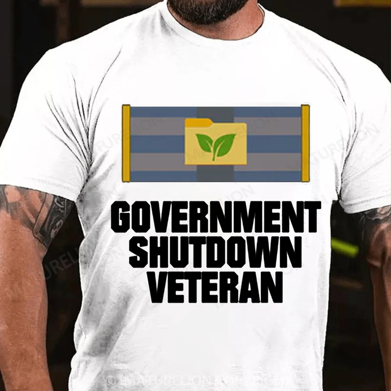 Maturelion Men's T-Shirt Government Shutdown Ribbon Cotton T-Shirt