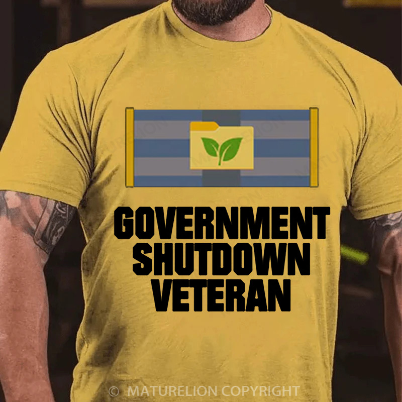 Maturelion Men's T-Shirt Government Shutdown Ribbon Cotton T-Shirt