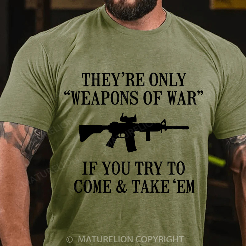 Maturelion Men's T-Shirt Weapons Of War Gun Cotton T-Shirt