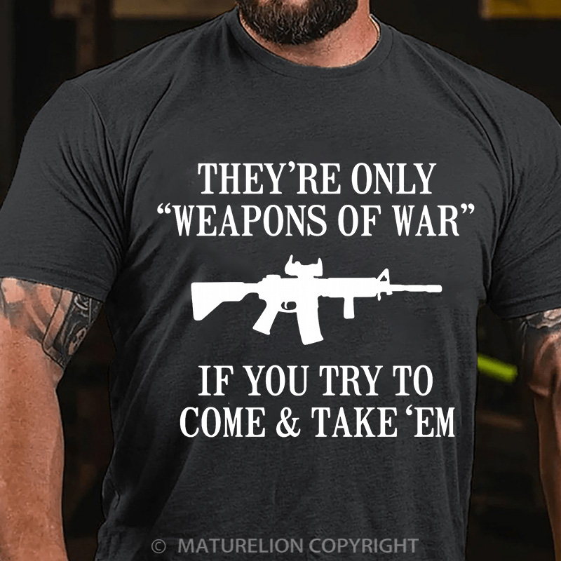 Maturelion Men's T-Shirt Weapons Of War Gun Cotton T-Shirt