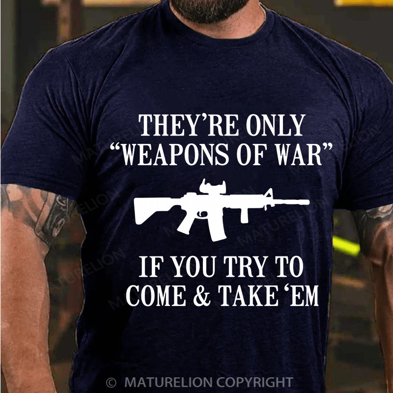 Maturelion Men's T-Shirt Weapons Of War Gun Cotton T-Shirt