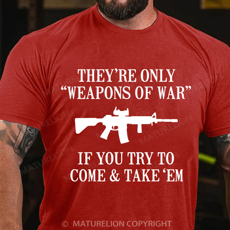 Maturelion Men's T-Shirt Weapons Of War Gun Cotton T-Shirt