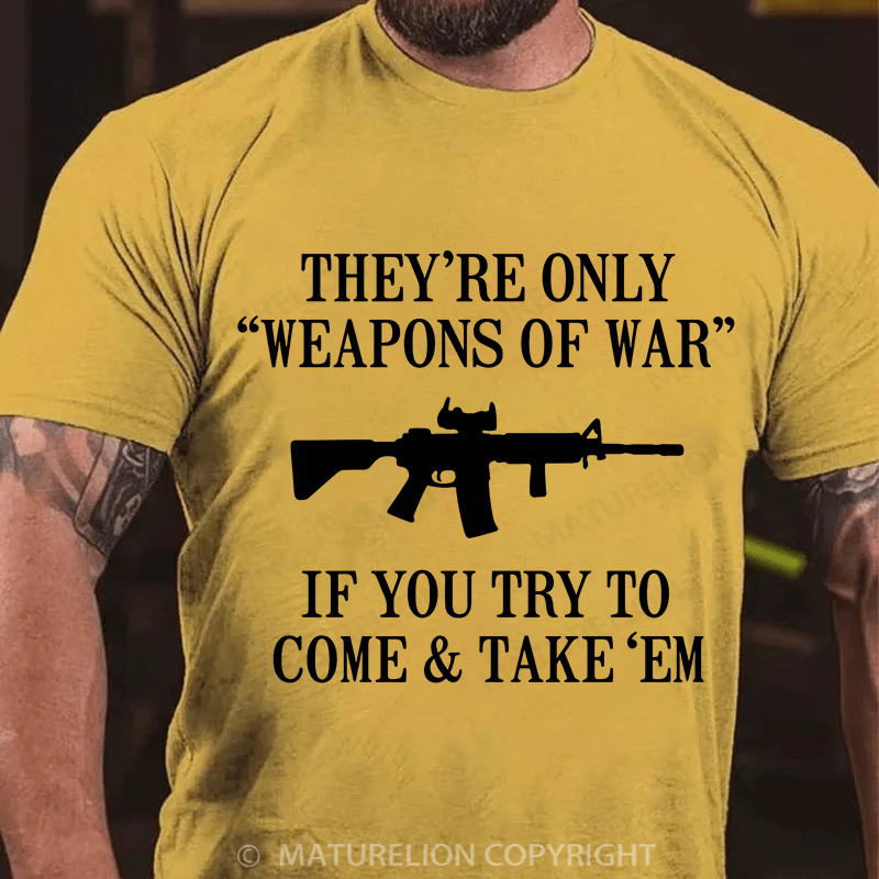 Maturelion Men's T-Shirt Weapons Of War Gun Cotton T-Shirt