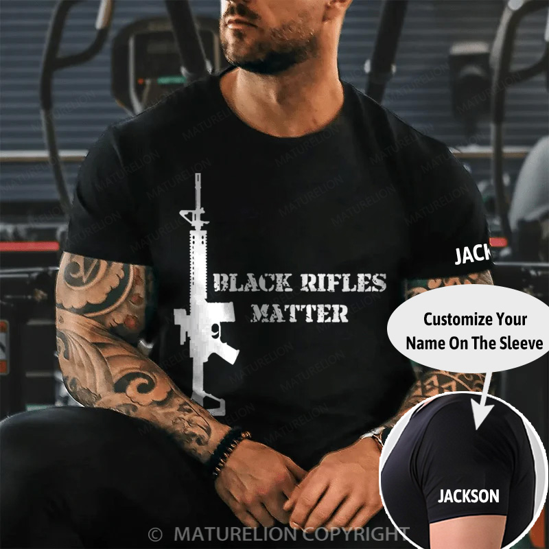Maturelion Men's T-Shirt Black Rifles Matter Cotton T-Shirt