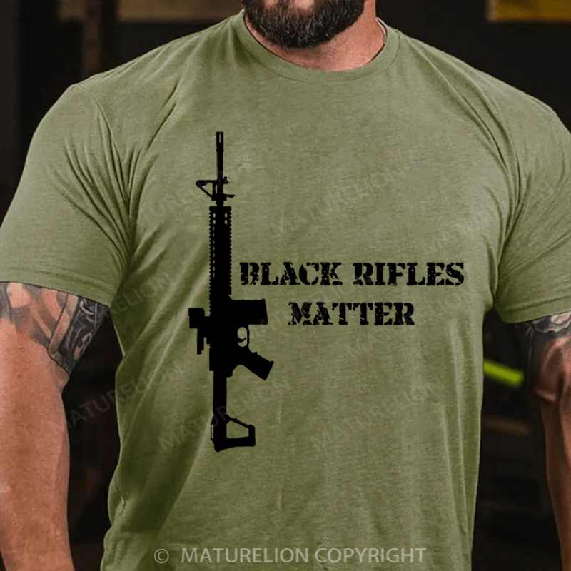 Maturelion Men's T-Shirt Black Rifles Matter Cotton T-Shirt