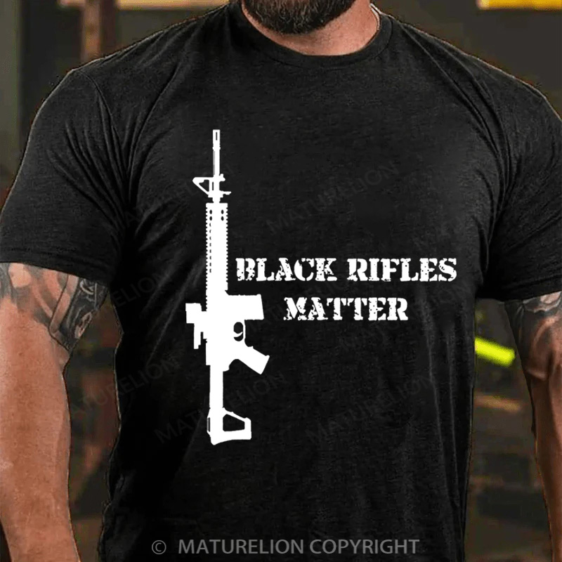 Maturelion Men's T-Shirt Black Rifles Matter Cotton T-Shirt