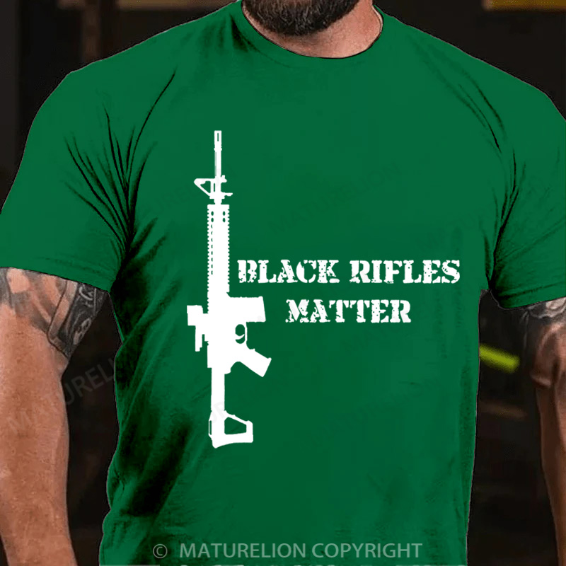 Maturelion Men's T-Shirt Black Rifles Matter Cotton T-Shirt