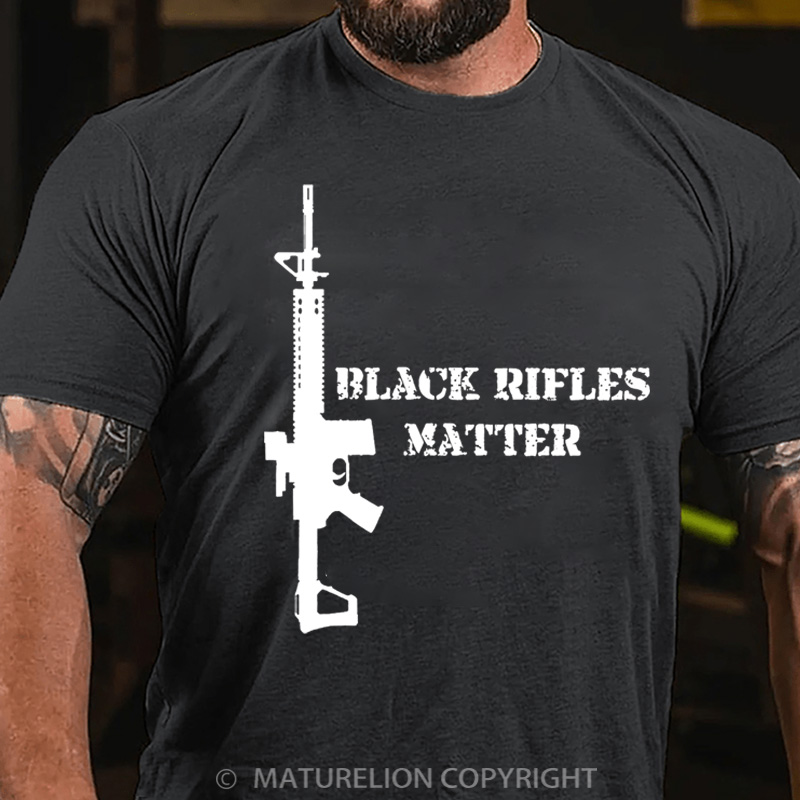 Maturelion Men's T-Shirt Black Rifles Matter Cotton T-Shirt