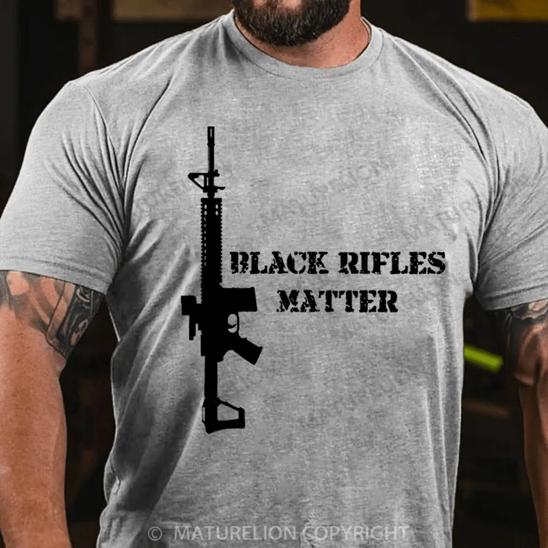 Maturelion Men's T-Shirt Black Rifles Matter Cotton T-Shirt