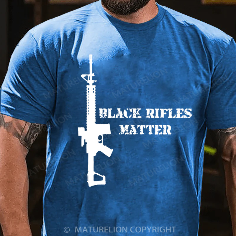 Maturelion Men's T-Shirt Black Rifles Matter Cotton T-Shirt