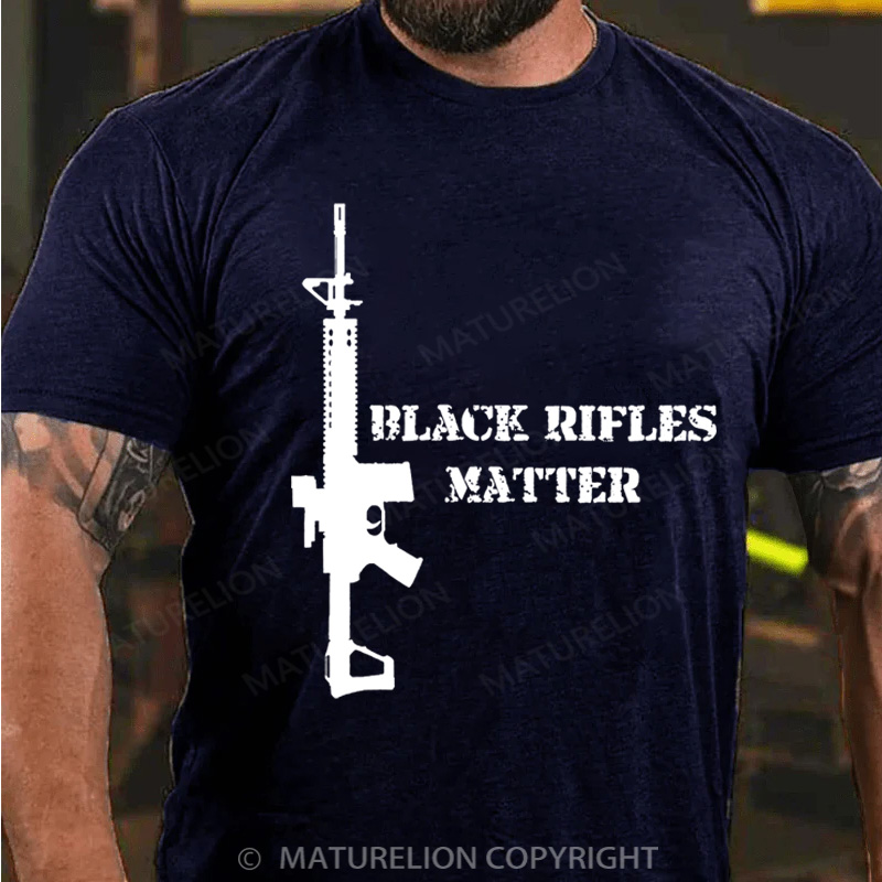 Maturelion Men's T-Shirt Black Rifles Matter Cotton T-Shirt