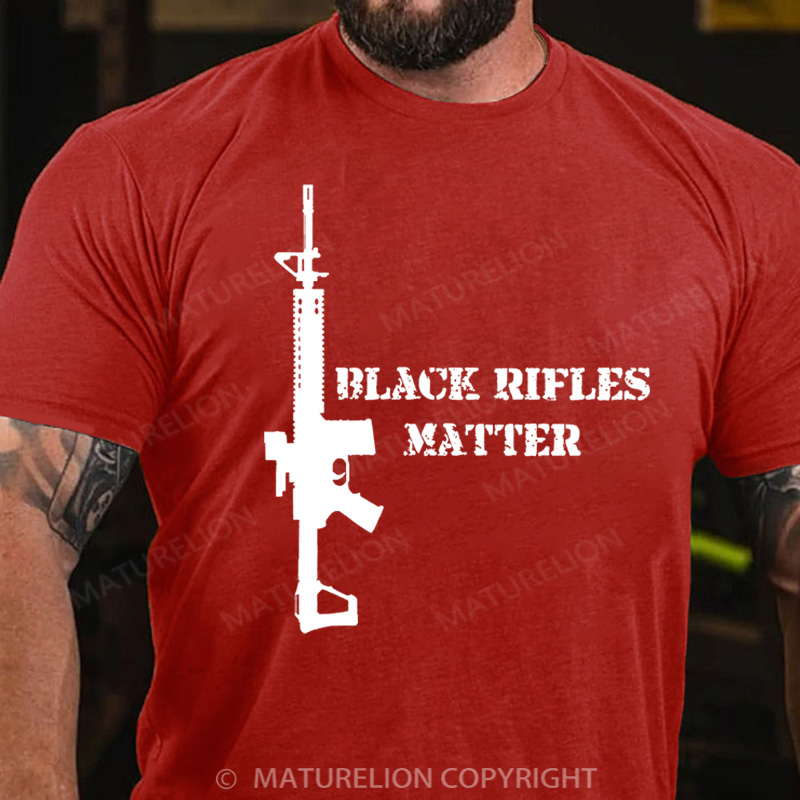 Maturelion Men's T-Shirt Black Rifles Matter Cotton T-Shirt