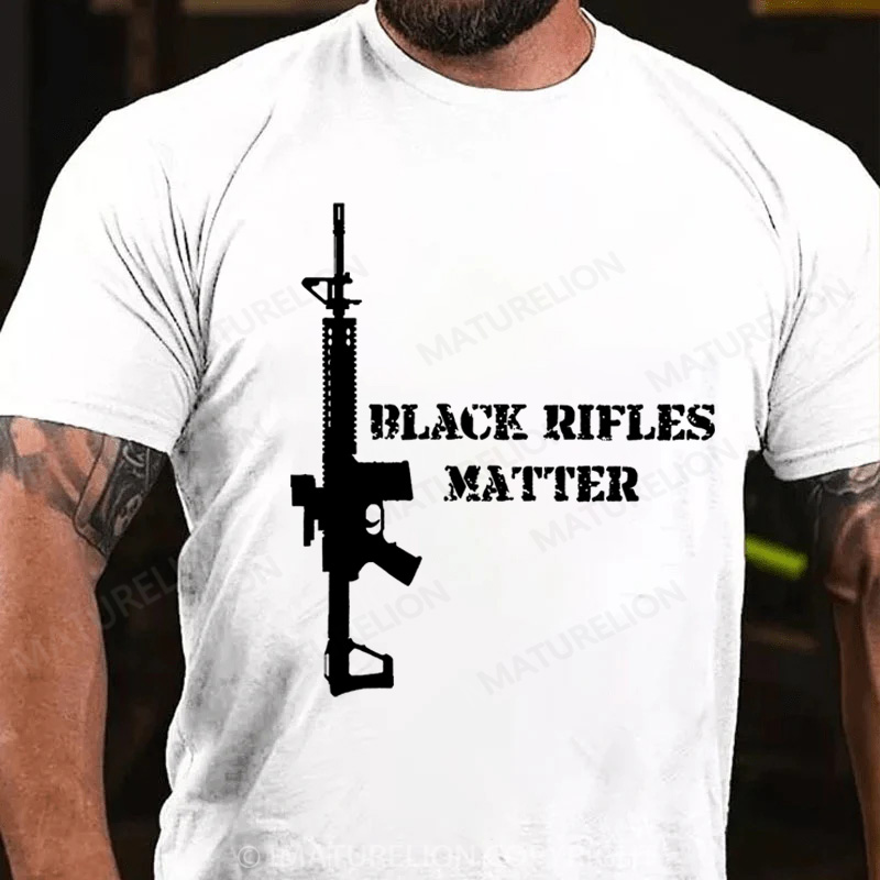 Maturelion Men's T-Shirt Black Rifles Matter Cotton T-Shirt