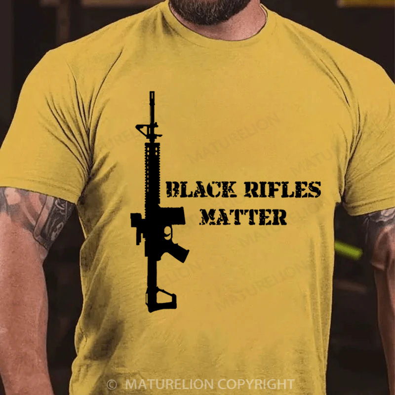 Maturelion Men's T-Shirt Black Rifles Matter Cotton T-Shirt