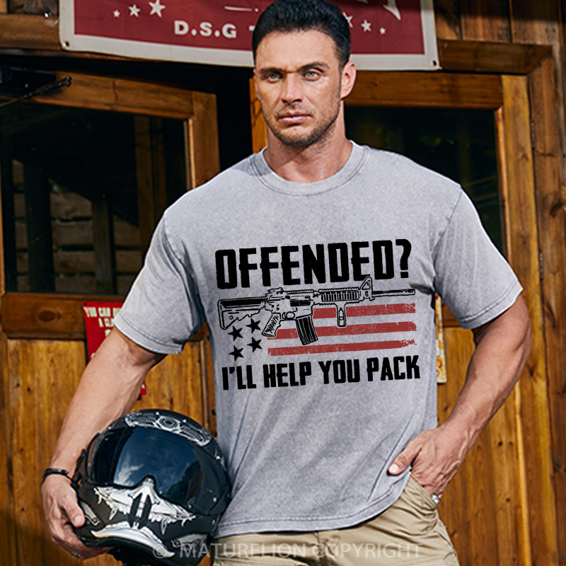Maturelion Men's T-Shirt Offended I'll Help You Pack Cotton T-Shirt