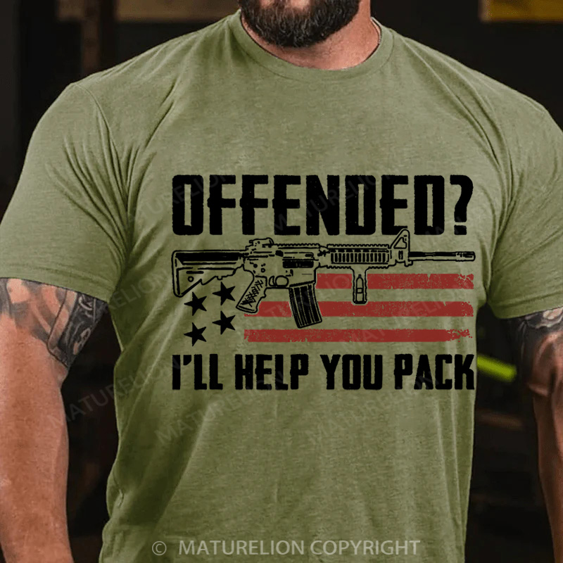 Maturelion Men's T-Shirt Offended I'll Help You Pack Cotton T-Shirt