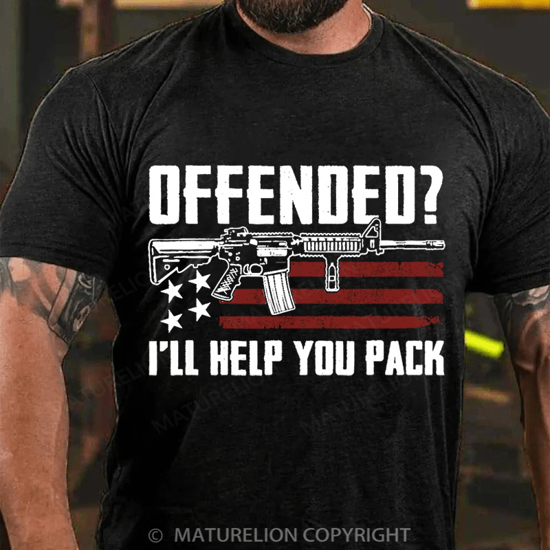 Maturelion Men's T-Shirt Offended I'll Help You Pack Cotton T-Shirt