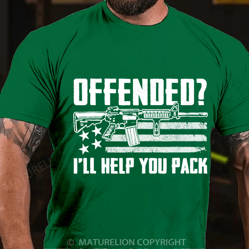 Maturelion Men's T-Shirt Offended I'll Help You Pack Cotton T-Shirt