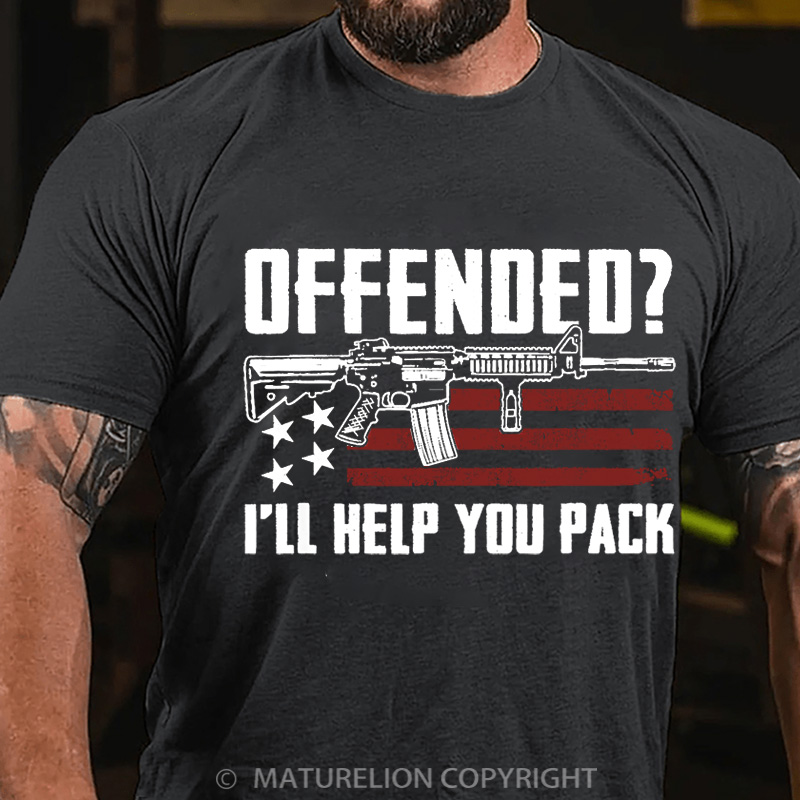 Maturelion Men's T-Shirt Offended I'll Help You Pack Cotton T-Shirt