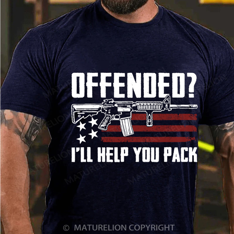 Maturelion Men's T-Shirt Offended I'll Help You Pack Cotton T-Shirt