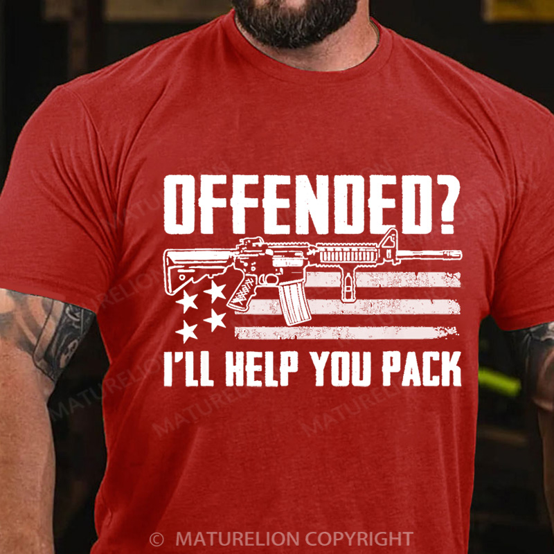 Maturelion Men's T-Shirt Offended I'll Help You Pack Cotton T-Shirt