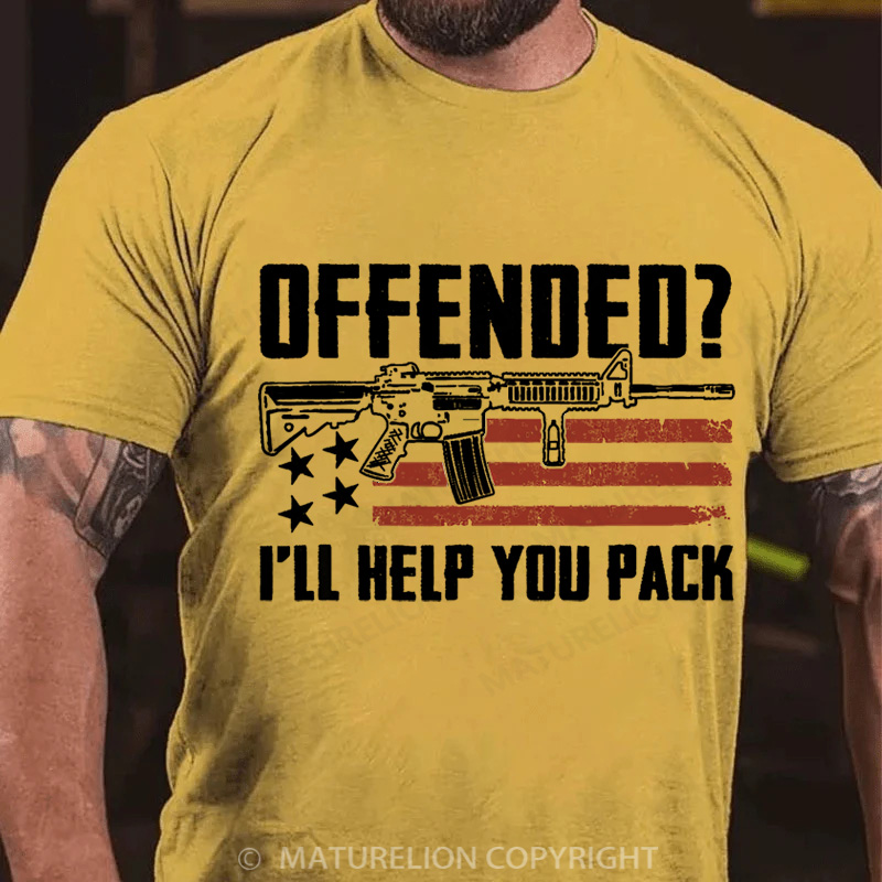 Maturelion Men's T-Shirt Offended I'll Help You Pack Cotton T-Shirt