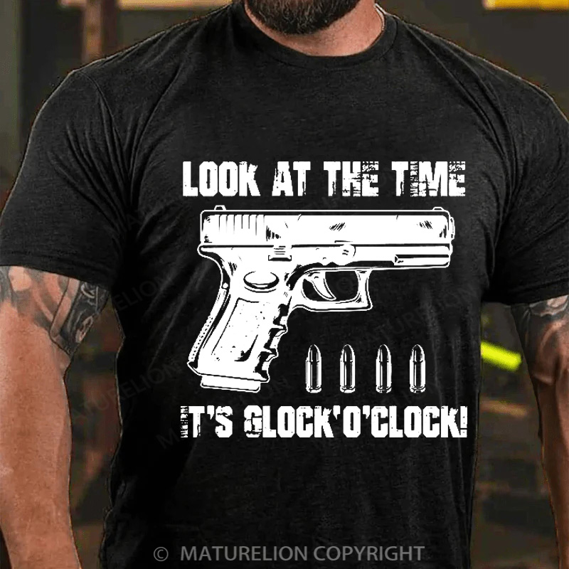 Maturelion Men's T-Shirt Look At The Time It's G 'o'clock Cotton T-Shirt