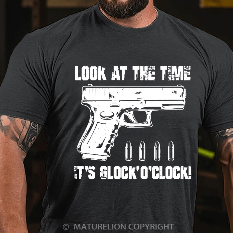 Maturelion Men's T-Shirt Look At The Time It's G 'o'clock Cotton T-Shirt