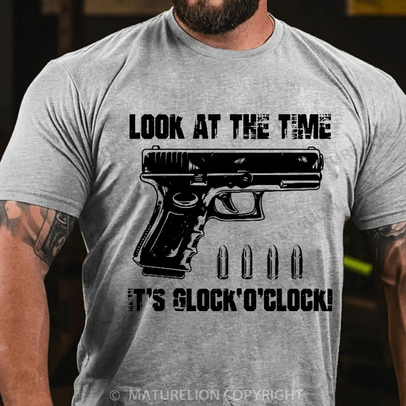 Maturelion Men's T-Shirt Look At The Time It's G 'o'clock Cotton T-Shirt